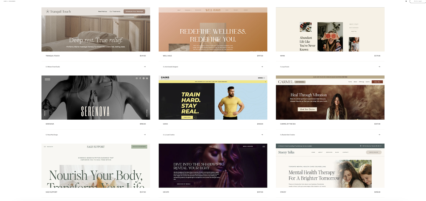 several website template options on template store